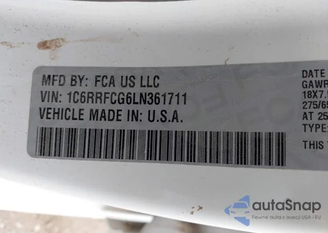 2020 Ram 1500 Tradesman 4X4 6'4 Box z USA, uszkodzony, nr VIN 1C6RRFCG6LN361711